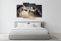 Elegant horses canvas art in bedroom setting